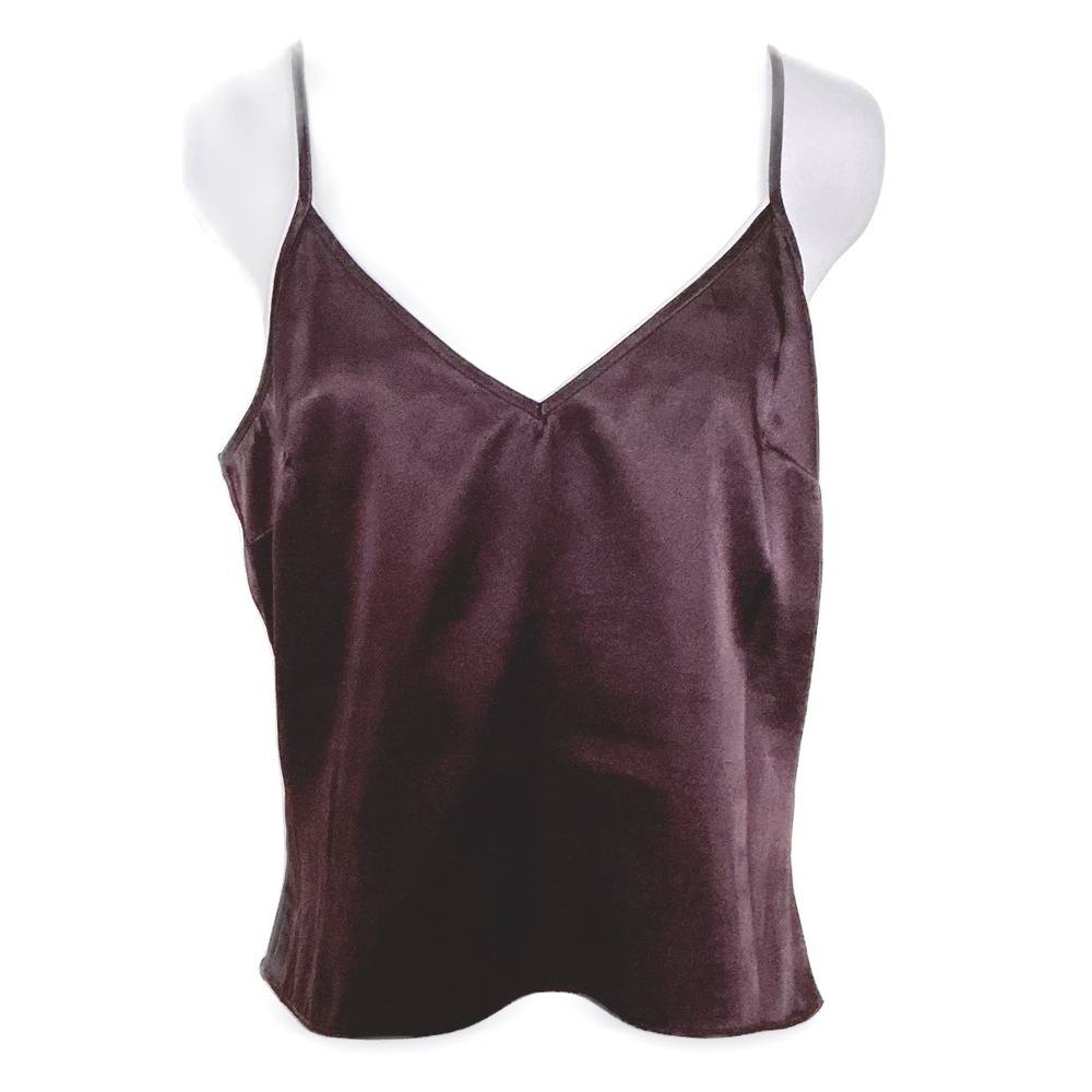 Valerie Stevens Womens 100% Silk Camisole Plum Purple V-Neck Spaghetti Strap S